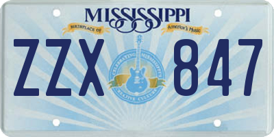 MS license plate ZZX847