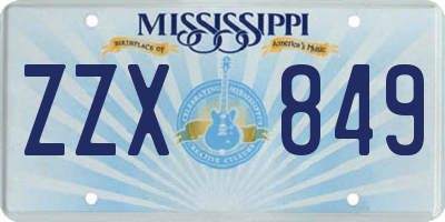 MS license plate ZZX849