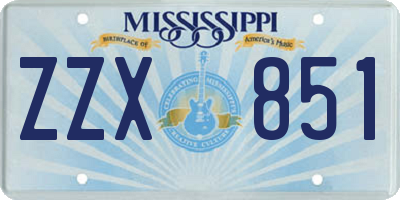 MS license plate ZZX851