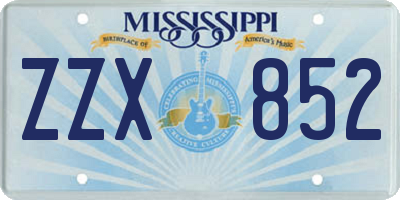 MS license plate ZZX852