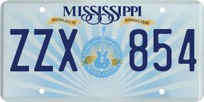 MS license plate ZZX854