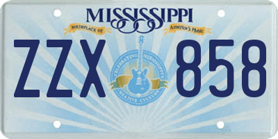 MS license plate ZZX858