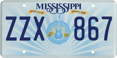MS license plate ZZX867