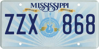 MS license plate ZZX868