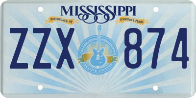 MS license plate ZZX874