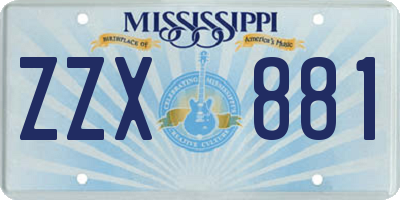 MS license plate ZZX881