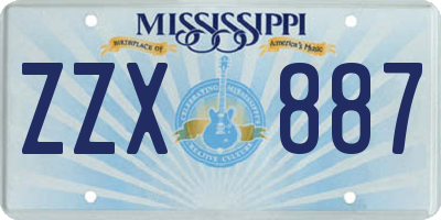 MS license plate ZZX887