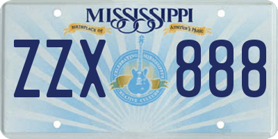 MS license plate ZZX888