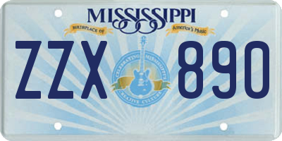 MS license plate ZZX890