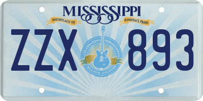 MS license plate ZZX893