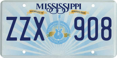 MS license plate ZZX908