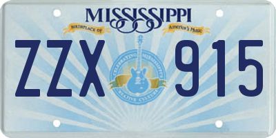 MS license plate ZZX915