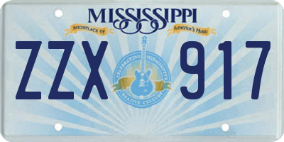 MS license plate ZZX917