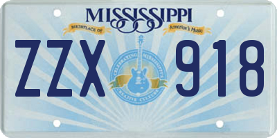 MS license plate ZZX918