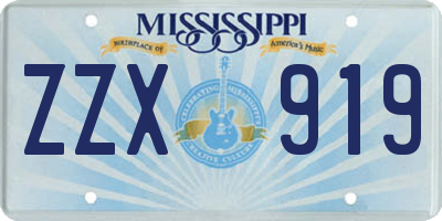 MS license plate ZZX919