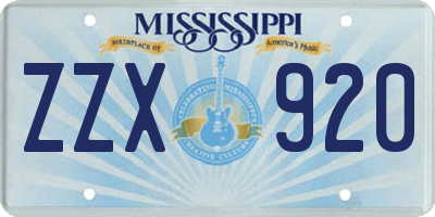 MS license plate ZZX920