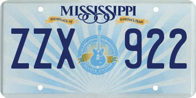 MS license plate ZZX922