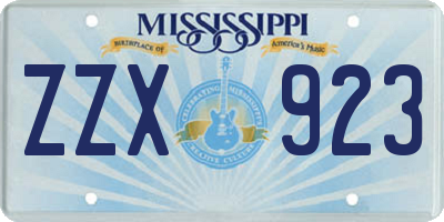 MS license plate ZZX923