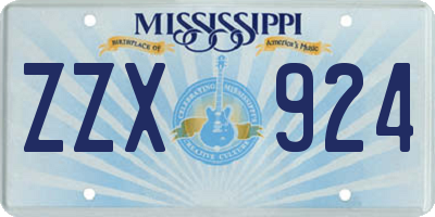 MS license plate ZZX924