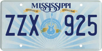 MS license plate ZZX925