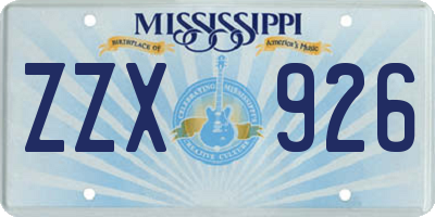 MS license plate ZZX926