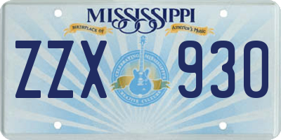 MS license plate ZZX930