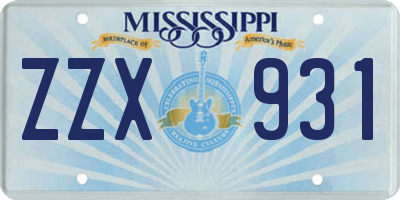 MS license plate ZZX931