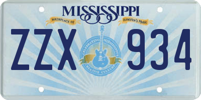 MS license plate ZZX934