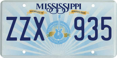 MS license plate ZZX935