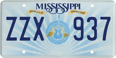 MS license plate ZZX937