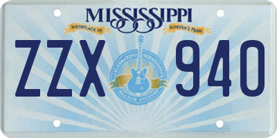 MS license plate ZZX940