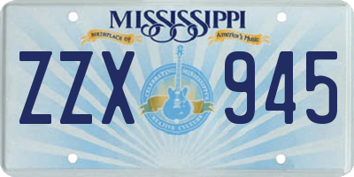 MS license plate ZZX945