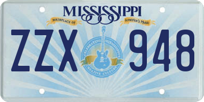 MS license plate ZZX948