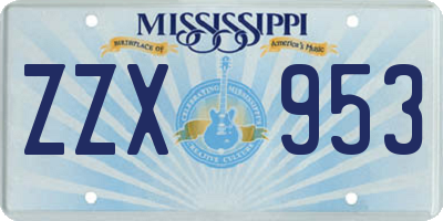 MS license plate ZZX953