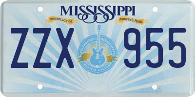 MS license plate ZZX955