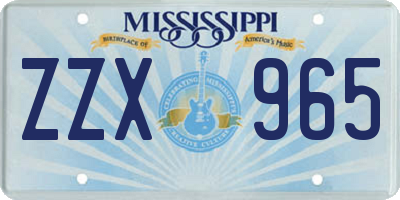 MS license plate ZZX965