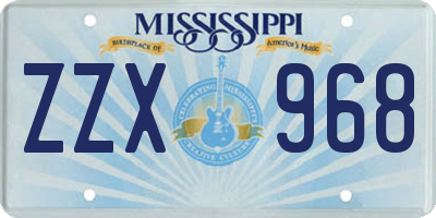 MS license plate ZZX968