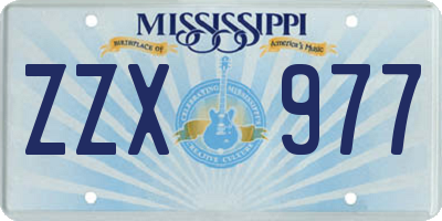 MS license plate ZZX977