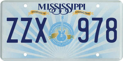 MS license plate ZZX978