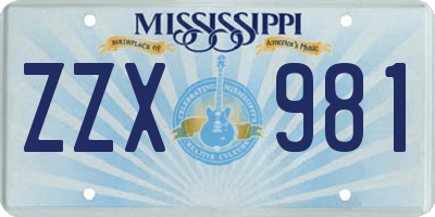 MS license plate ZZX981