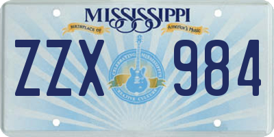 MS license plate ZZX984