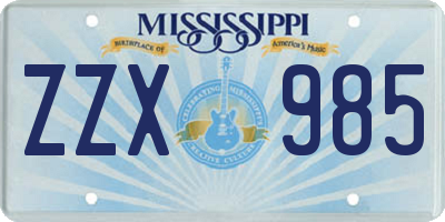 MS license plate ZZX985