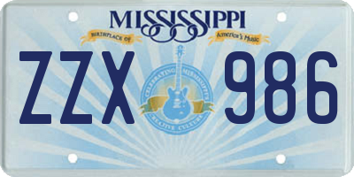 MS license plate ZZX986