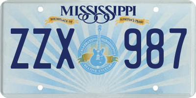 MS license plate ZZX987