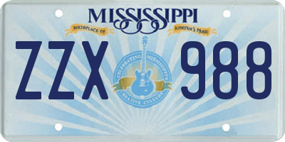 MS license plate ZZX988