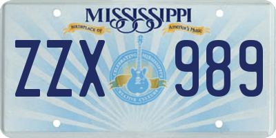 MS license plate ZZX989