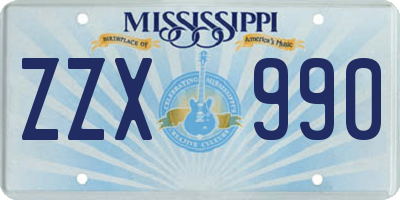 MS license plate ZZX990