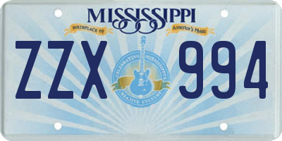 MS license plate ZZX994