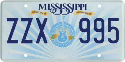 MS license plate ZZX995