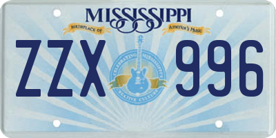 MS license plate ZZX996